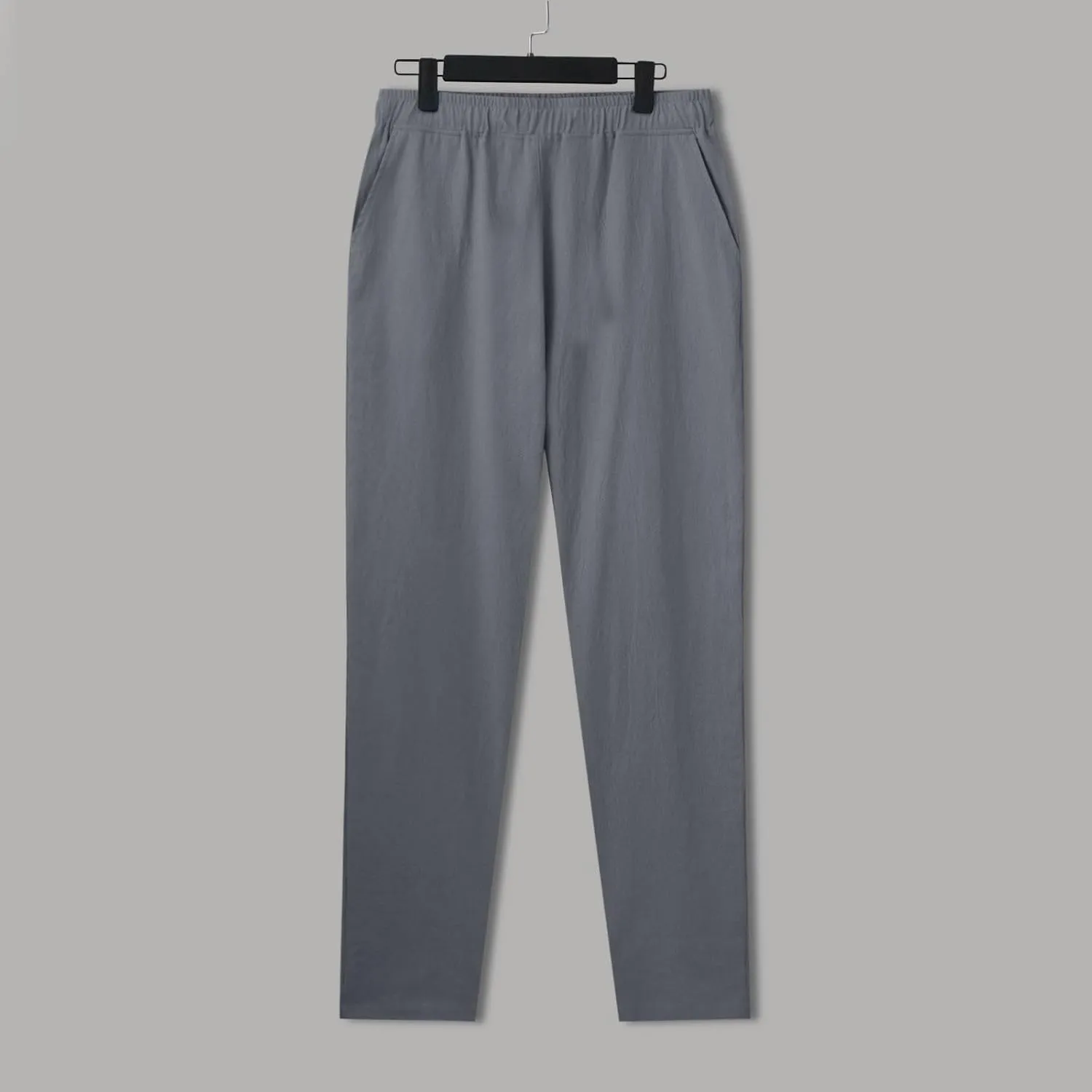 Mens Pants Casual Solid Color Vacation Elastic-Waisted Cotton Drawstring Pant Fashion Relax Fit High-Waisted Outfits