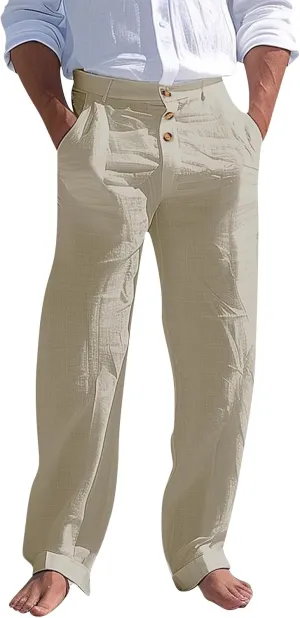 Men's Pants Work Straight-Leg Drawstring Comfy Trendy Pant Big and Tall Dressy with Pocket Vacation Travel Trousers