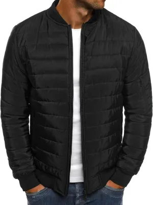 Men's Plaid Cotton-Padded Jacket Solid Color Loose Jacket Arm Zipper Coat Warm Autumn Winter