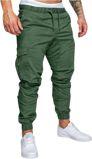 Men's Plus Size Pants Overalls Drawstring Multi Pocket Casual Pants Hiking Pants Cotton Twill Pants Hiking