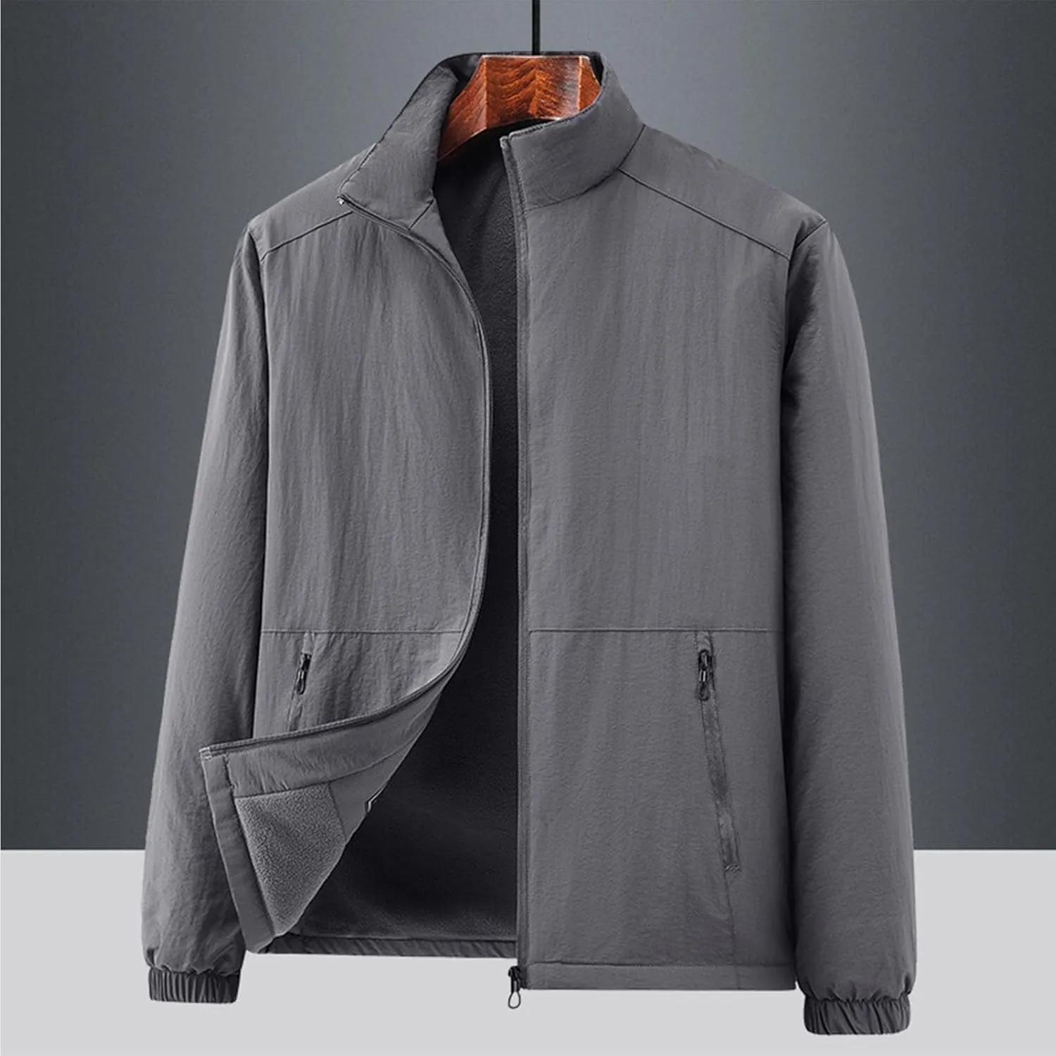Mens Plus Size Winter Jackets Warm Thick Fleece Lined Sherpa Coats Thermal Padded Cotton Puffer Outerwear
