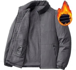Mens Plus Size Winter Jackets Warm Thick Fleece Lined Sherpa Coats Thermal Padded Cotton Puffer Outerwear