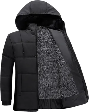 Mens Plush Thickened Cotton Padded Jacket Winter Hooded Warm Windproof Cotton Padded Jacket Jacket Men down