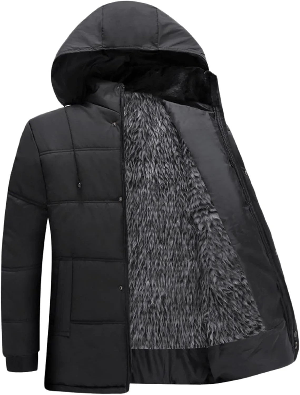 Mens Plush Thickened Cotton Padded Jacket Winter Hooded Warm Windproof Cotton Padded Jacket Jacket Men down