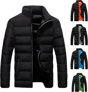 Mens Puffer Jacket No Hood Packable Lightweight Down Jacket Windproof Winter Thicken Padded Coat Warm Parka Jacket