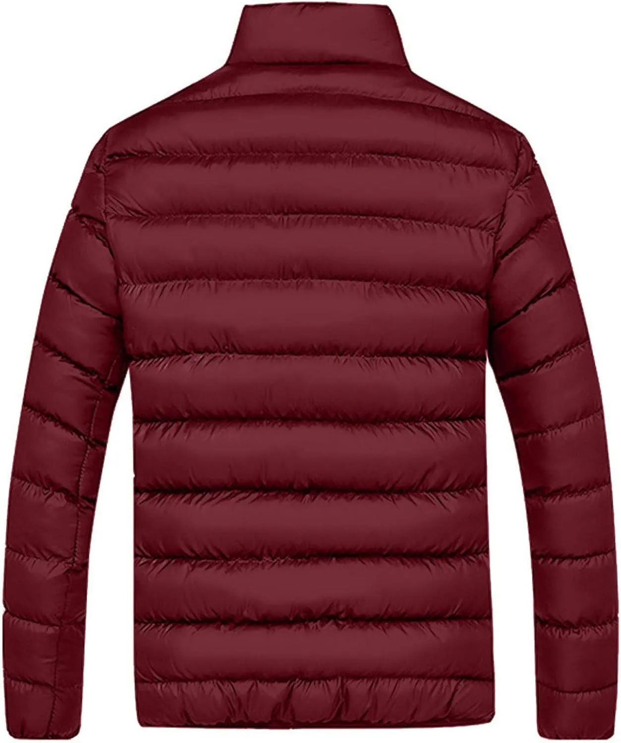 Mens Puffer Jacket No Hood Winter Casual Thermal Quilted Outerwear Coat Lightweight Solid Color Down Jacket