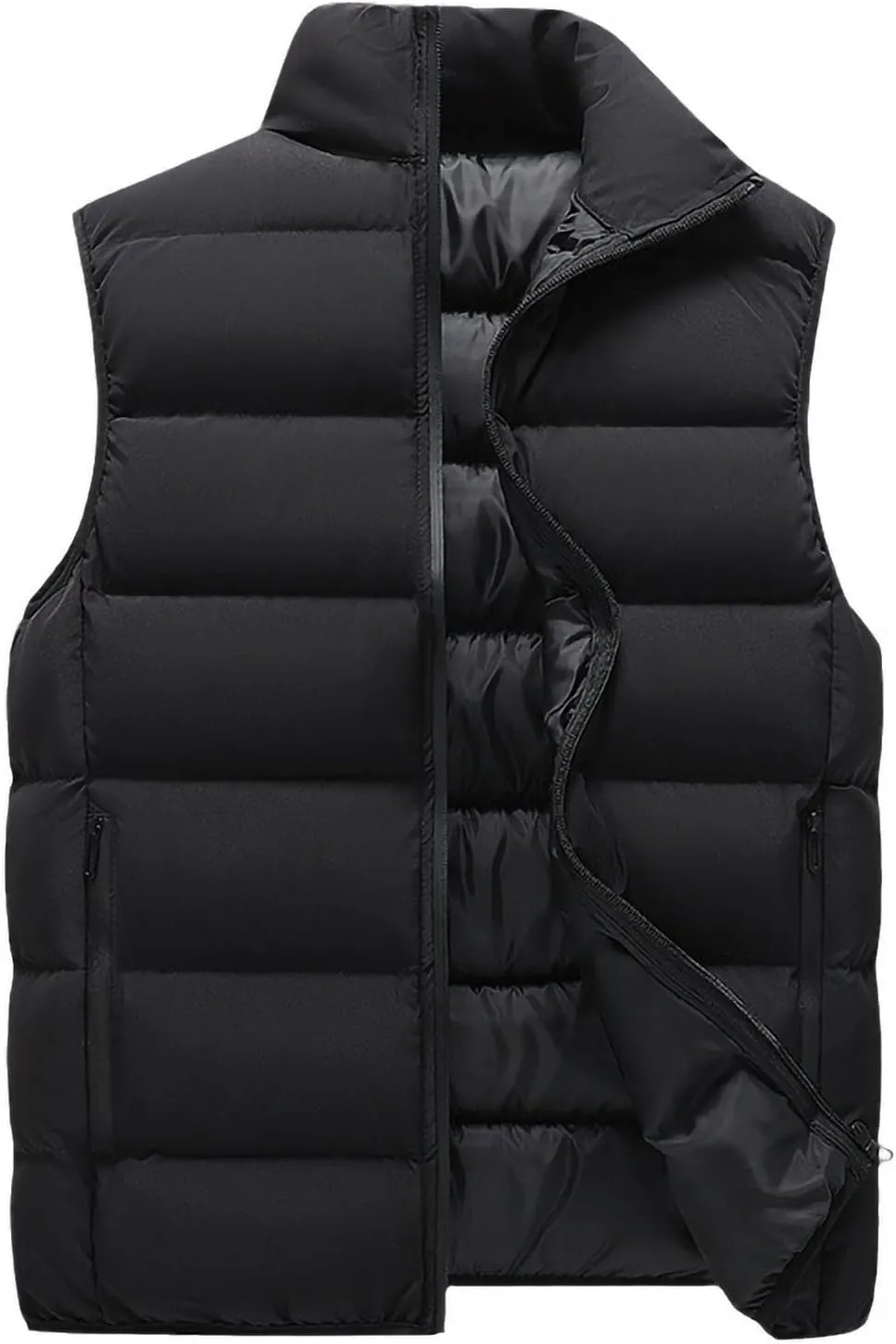 Men's Puffer Vest Zip Up Stand Collar Down Vest Sleeveless Jacket Coats