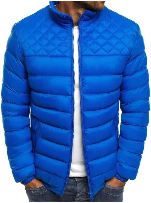 Mens Quilted Puffer Jackets Full Zip Casual Lightweight Coats Cotton Padded Down Jacket Warm Thick Thermal Outwear