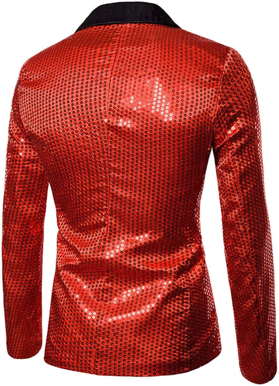 Mens Sequin Blazer Jacket Slim Fit One Button Tuxedo Sparkly Lapel Dress Jacket Party Prom Dinner Wedding Tuxedo Coat