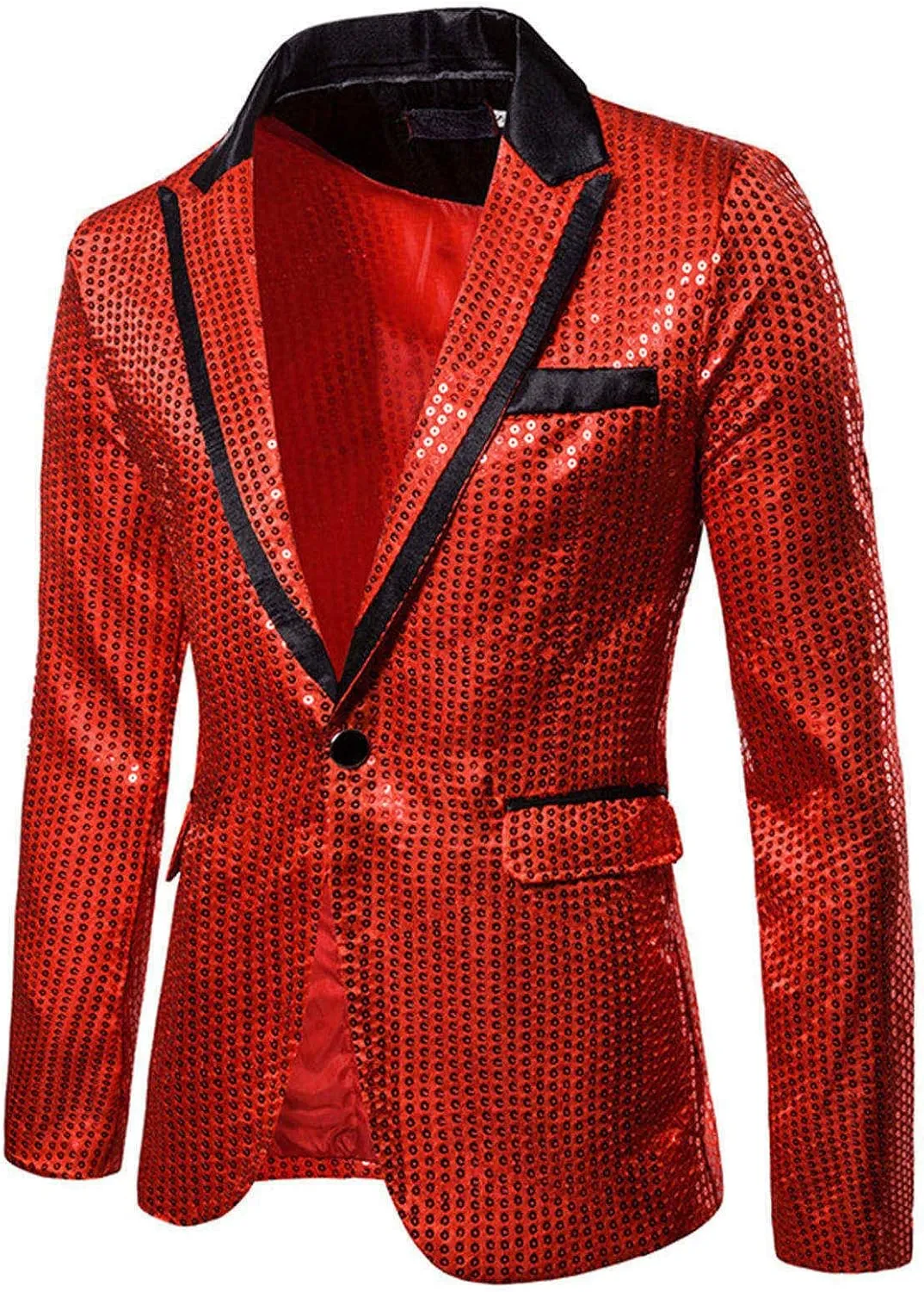 Mens Sequin Blazer Jacket Slim Fit One Button Tuxedo Sparkly Lapel Dress Jacket Party Prom Dinner Wedding Tuxedo Coat