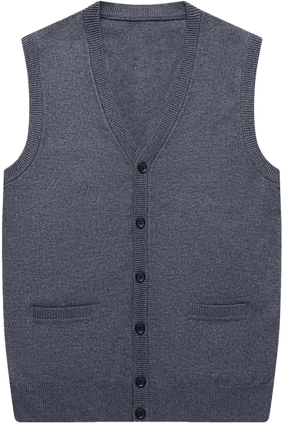 Mens Sweater Vest Button up with Pockets Sweater Vest, Wool Blend V-Neck Button Sleeveless Cardigan Vest Sweater
