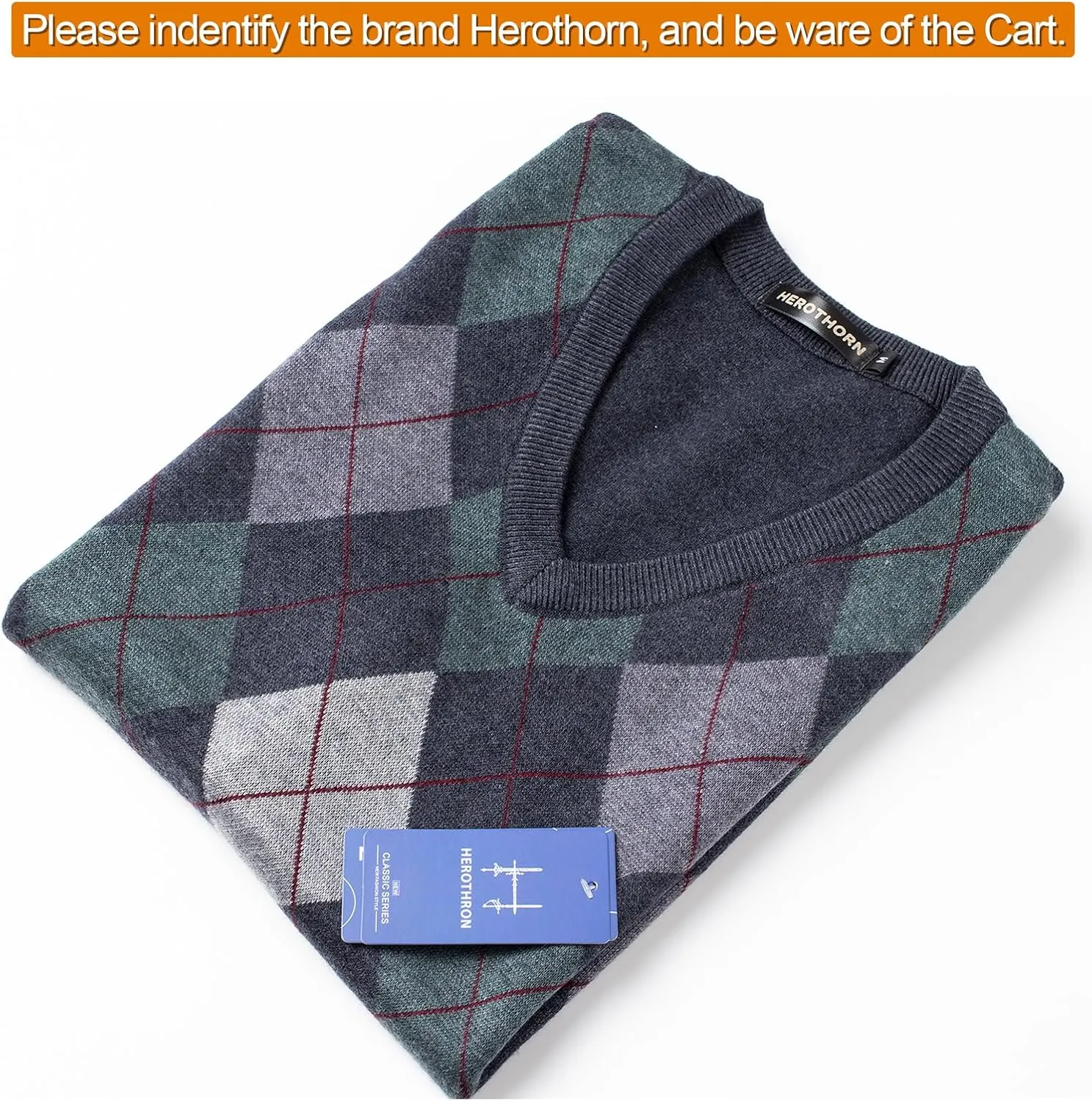 Mens Thick Argyle Sweater Vests Classic V-Neck Knitwear Sleeveless Pullover Autumn Winter Warm Tank Tops