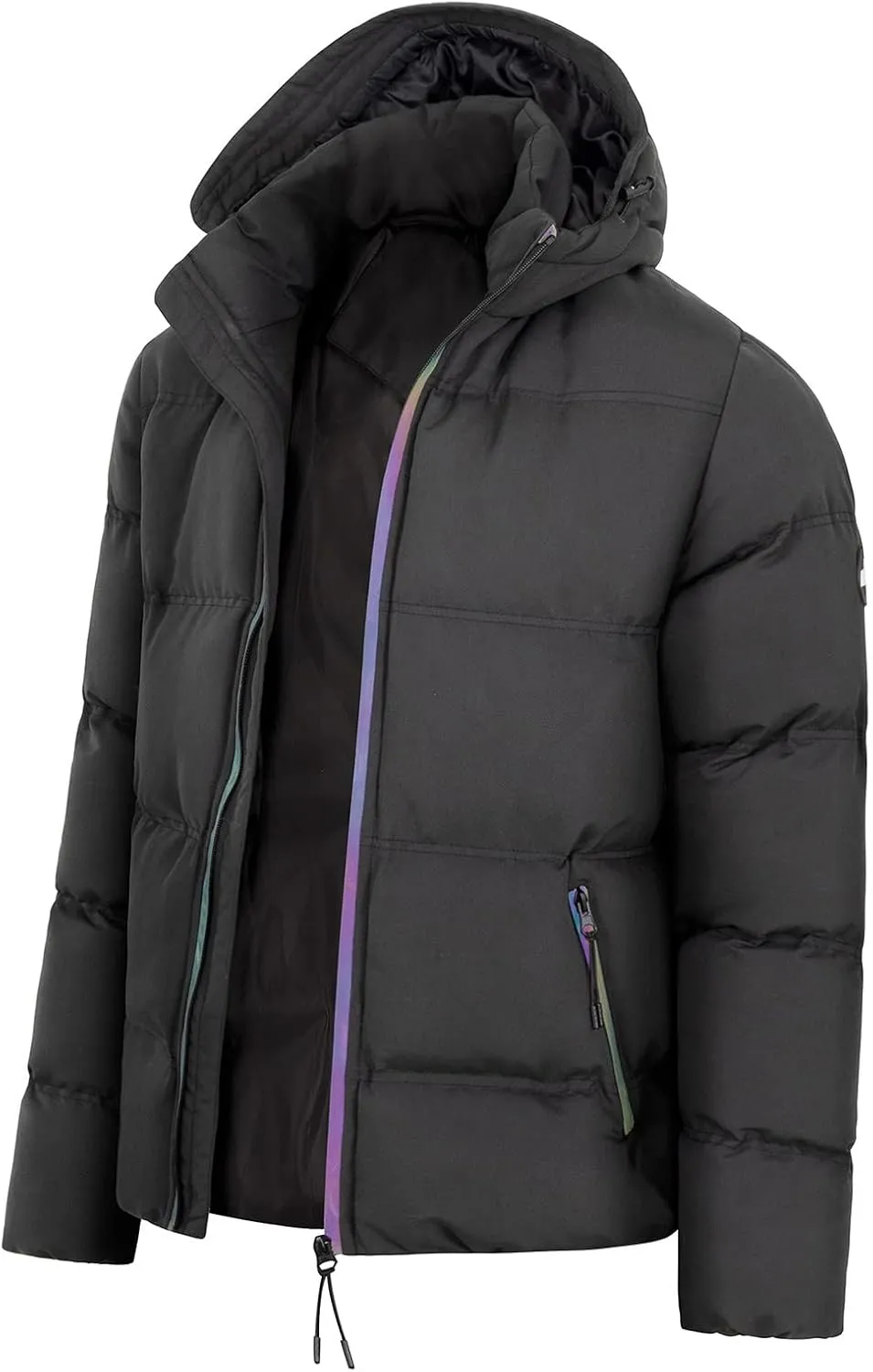 Men's Thickened Bread Cloth Winter Hooded Solid Color Full-Zipper Padded Plus Size Cotton Coat The Jacket Men