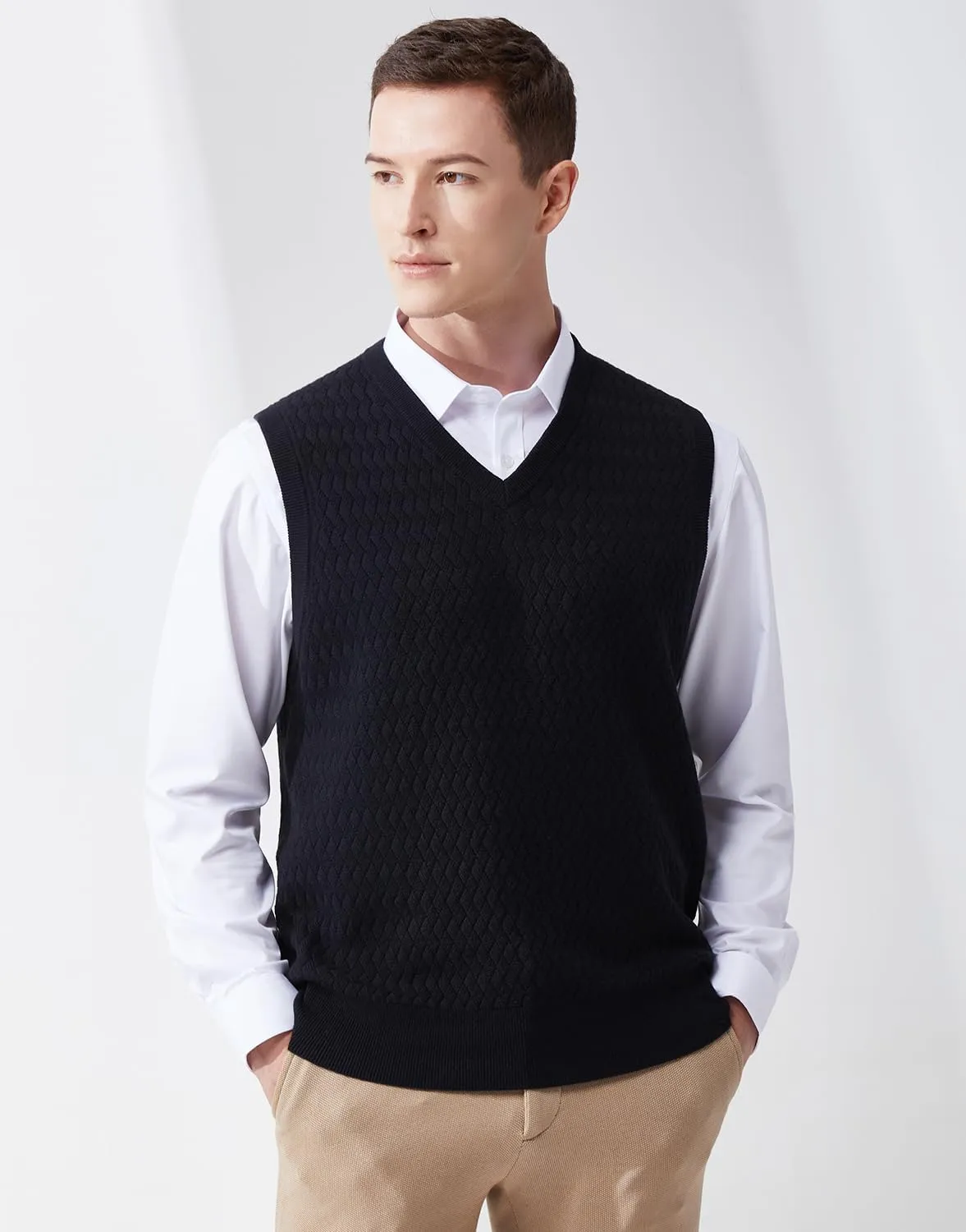 Men's V-Neck Sleeveless Pullover Sweater Casual Argyle Sweater Vest