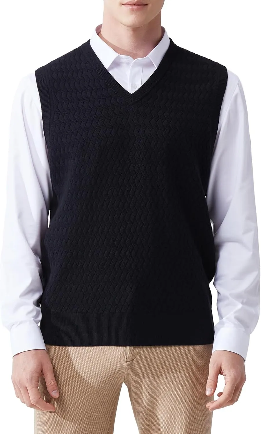 Men's V-Neck Sleeveless Pullover Sweater Casual Argyle Sweater Vest