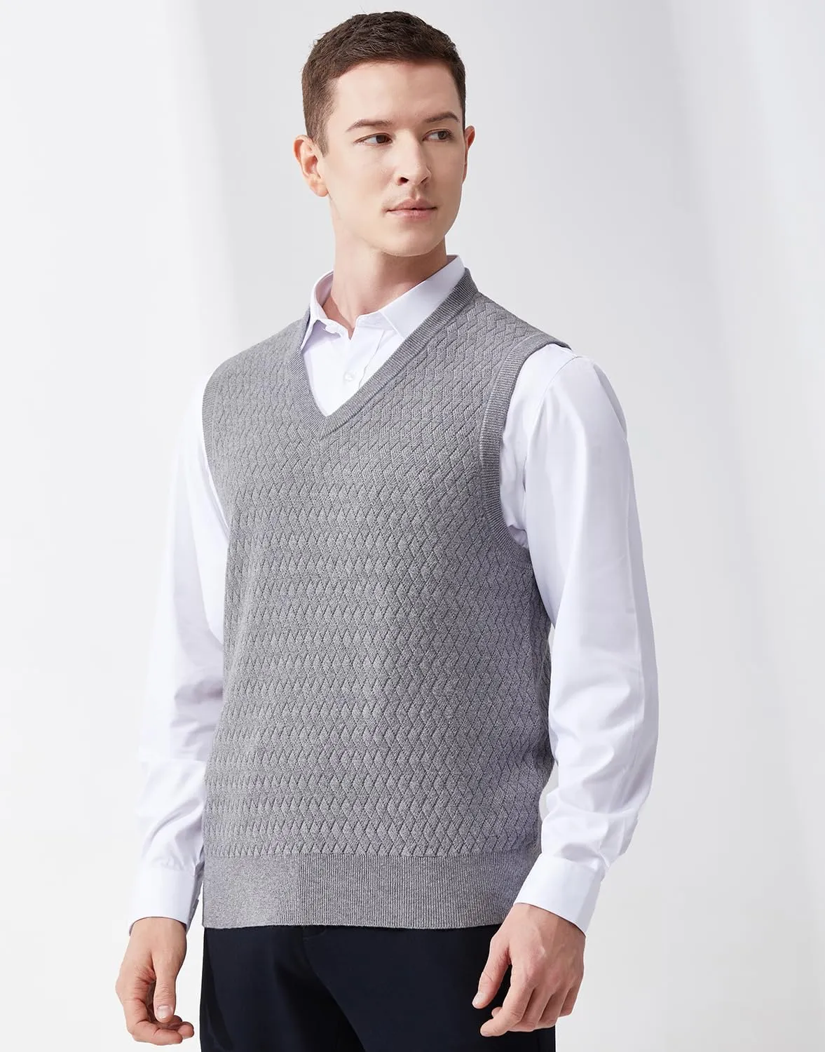 Men's V-Neck Sleeveless Pullover Sweater Casual Argyle Sweater Vest