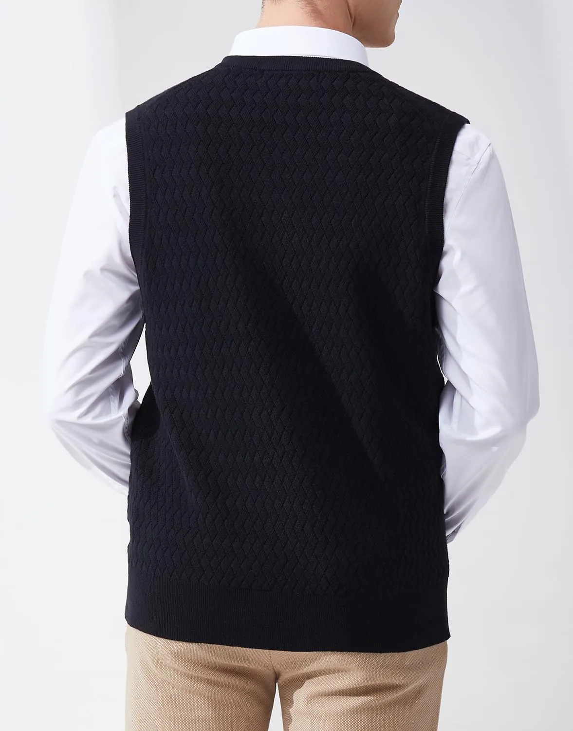 Men's V-Neck Sleeveless Pullover Sweater Casual Argyle Sweater Vest