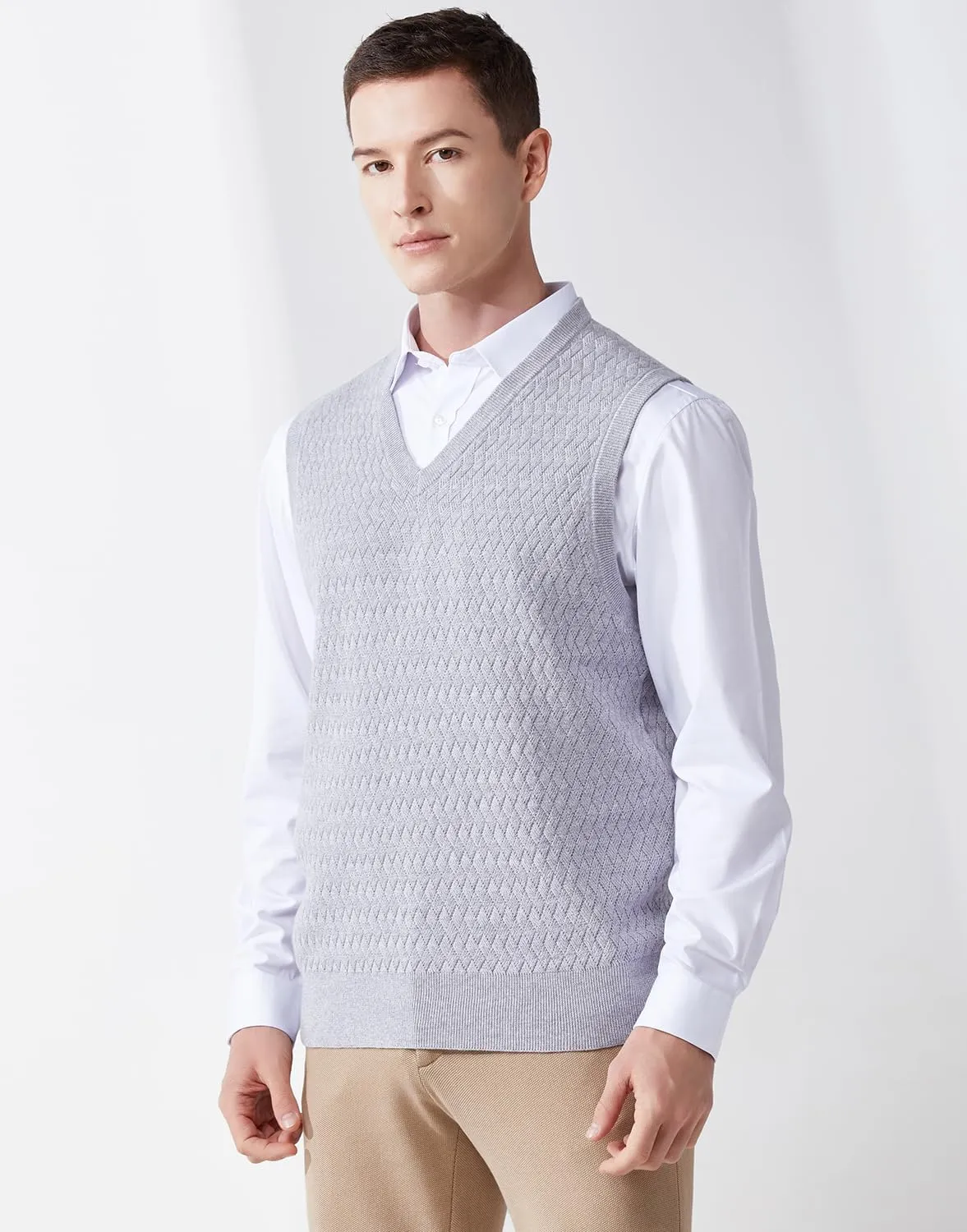 Men's V-Neck Sleeveless Pullover Sweater Casual Argyle Sweater Vest