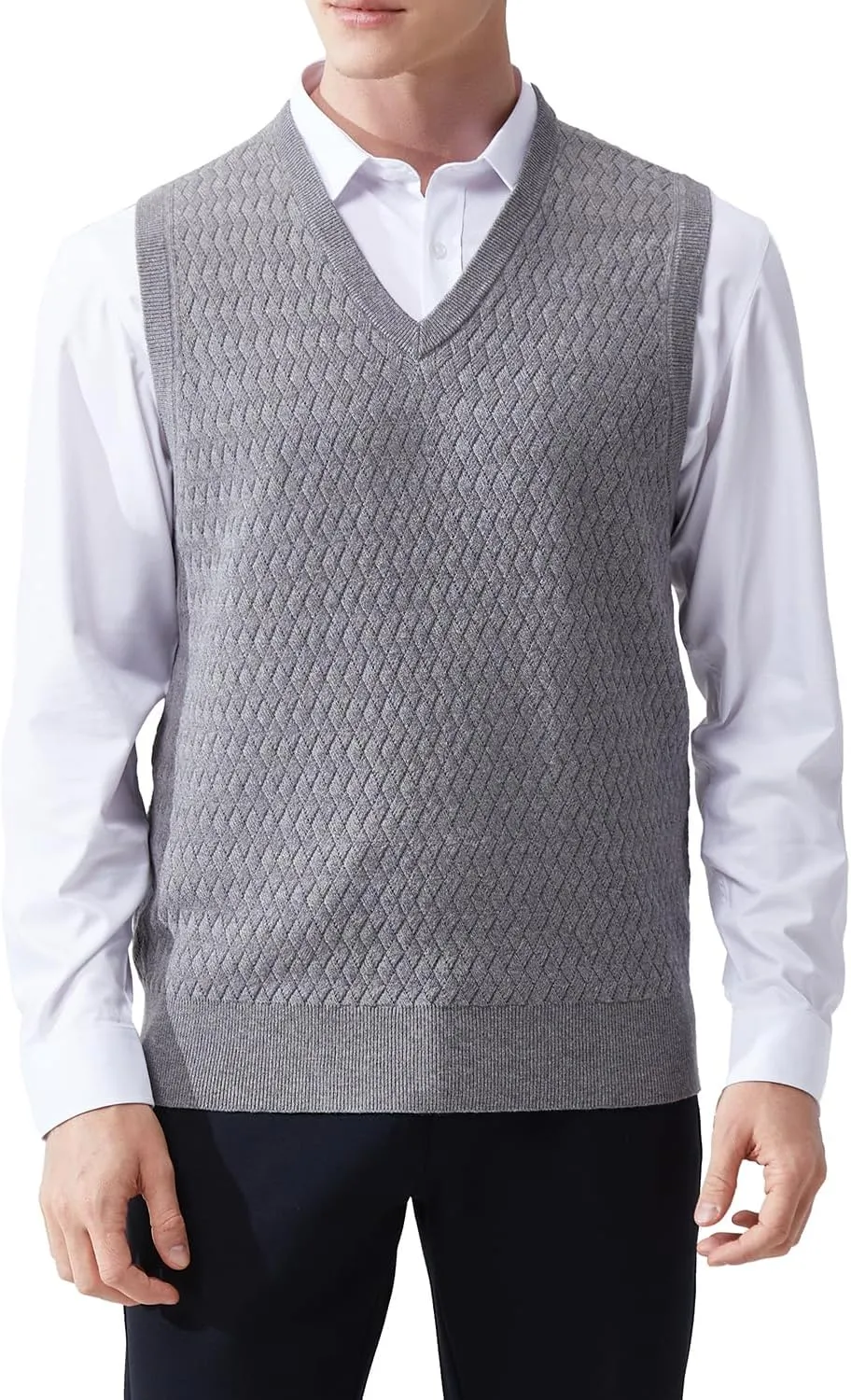 Men's V-Neck Sleeveless Pullover Sweater Casual Argyle Sweater Vest