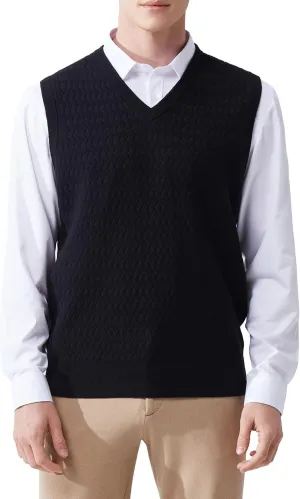 Men's V-Neck Sleeveless Pullover Sweater Casual Argyle Sweater Vest