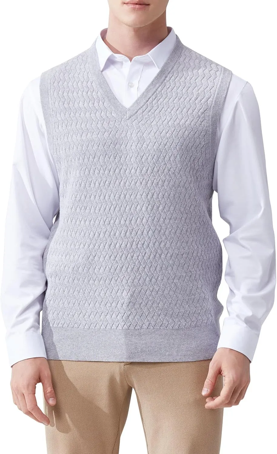 Men's V-Neck Sleeveless Pullover Sweater Casual Argyle Sweater Vest