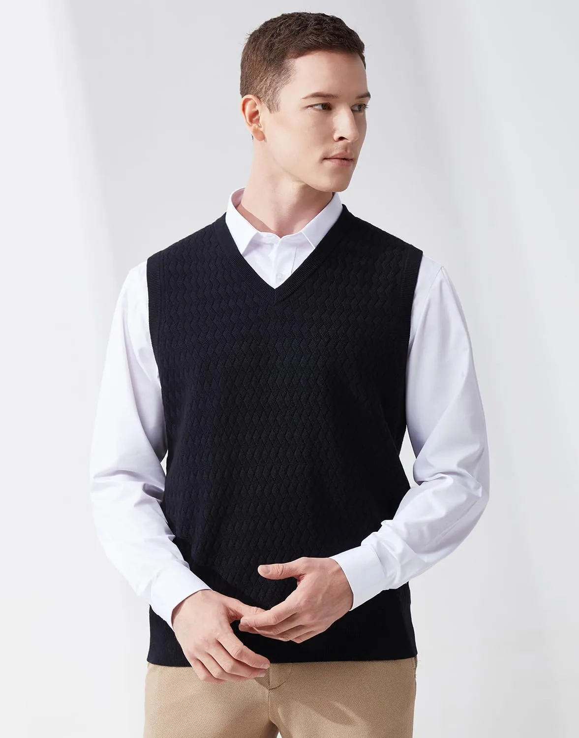 Men's V-Neck Sleeveless Pullover Sweater Casual Argyle Sweater Vest