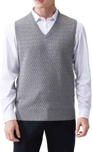 Men's V-Neck Sleeveless Pullover Sweater Casual Argyle Sweater Vest