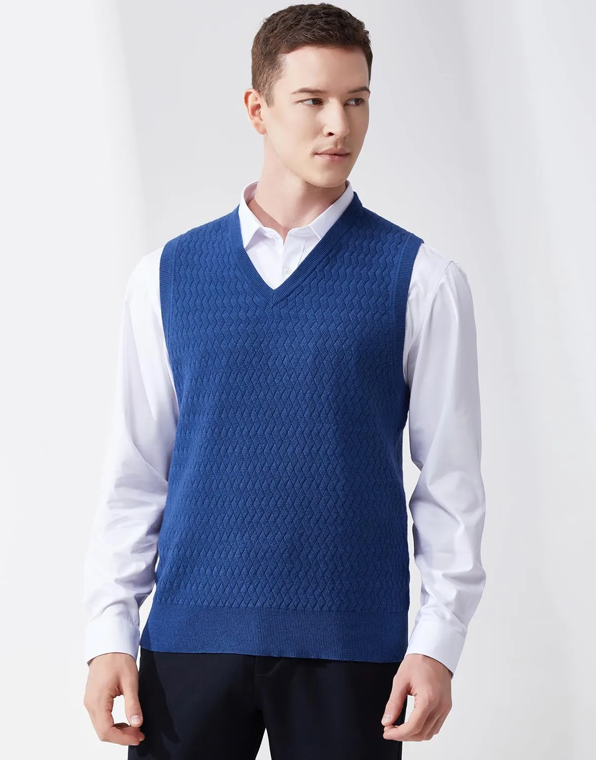 Men's V-Neck Sleeveless Pullover Sweater Casual Argyle Sweater Vest