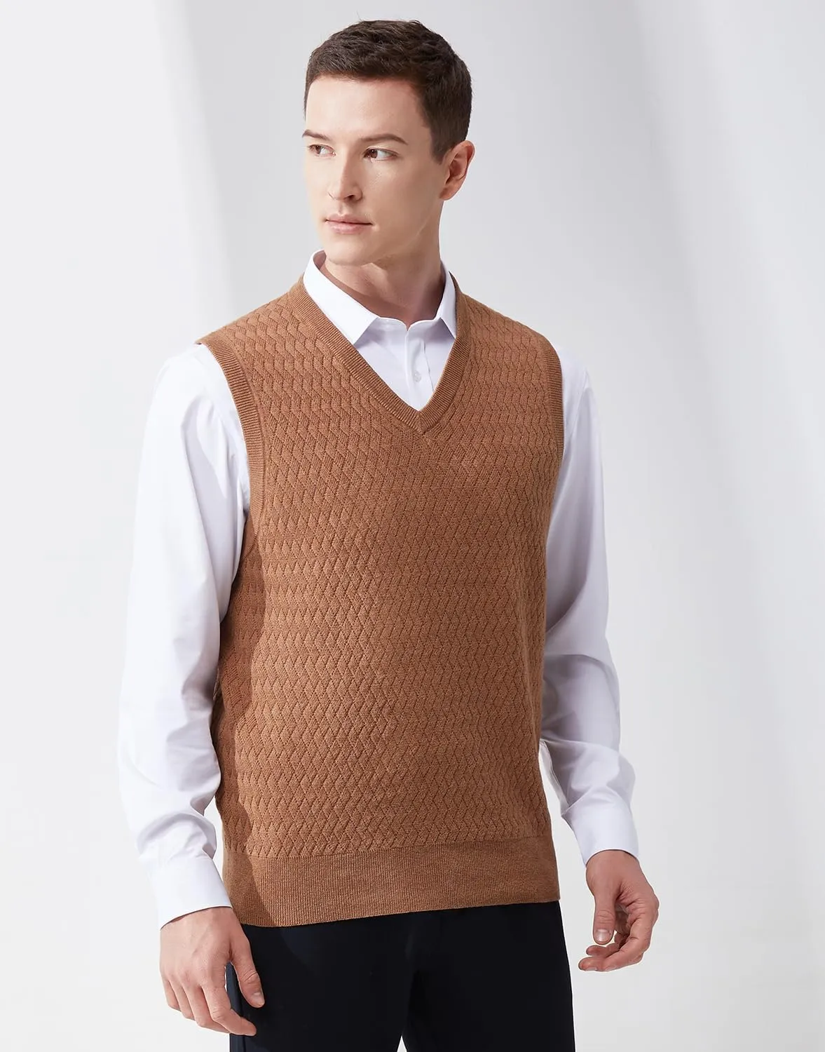 Men's V-Neck Sleeveless Pullover Sweater Casual Argyle Sweater Vest
