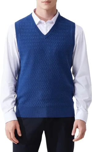 Men's V-Neck Sleeveless Pullover Sweater Casual Argyle Sweater Vest