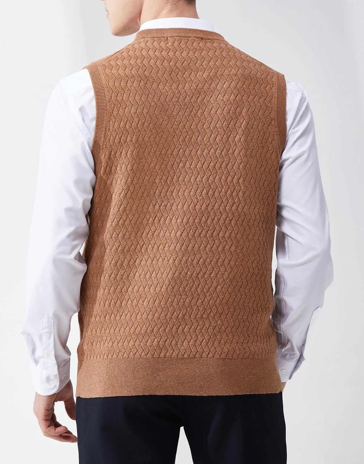 Men's V-Neck Sleeveless Pullover Sweater Casual Argyle Sweater Vest
