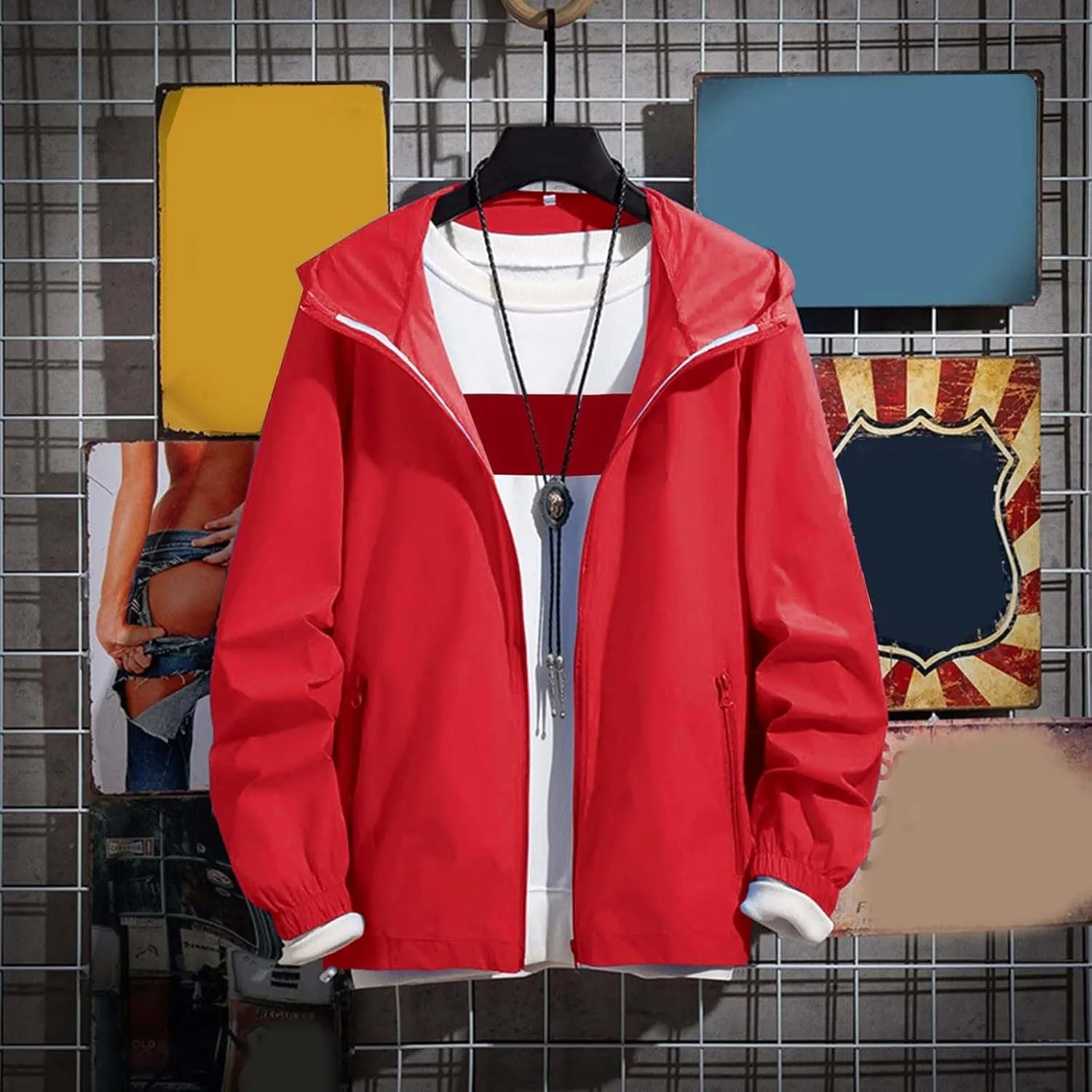 Men's Varsity Jacket Big and Tall Casual Bomber Jacket Fall Fashion Outerwear Coat Baseball Lightweight Jacket