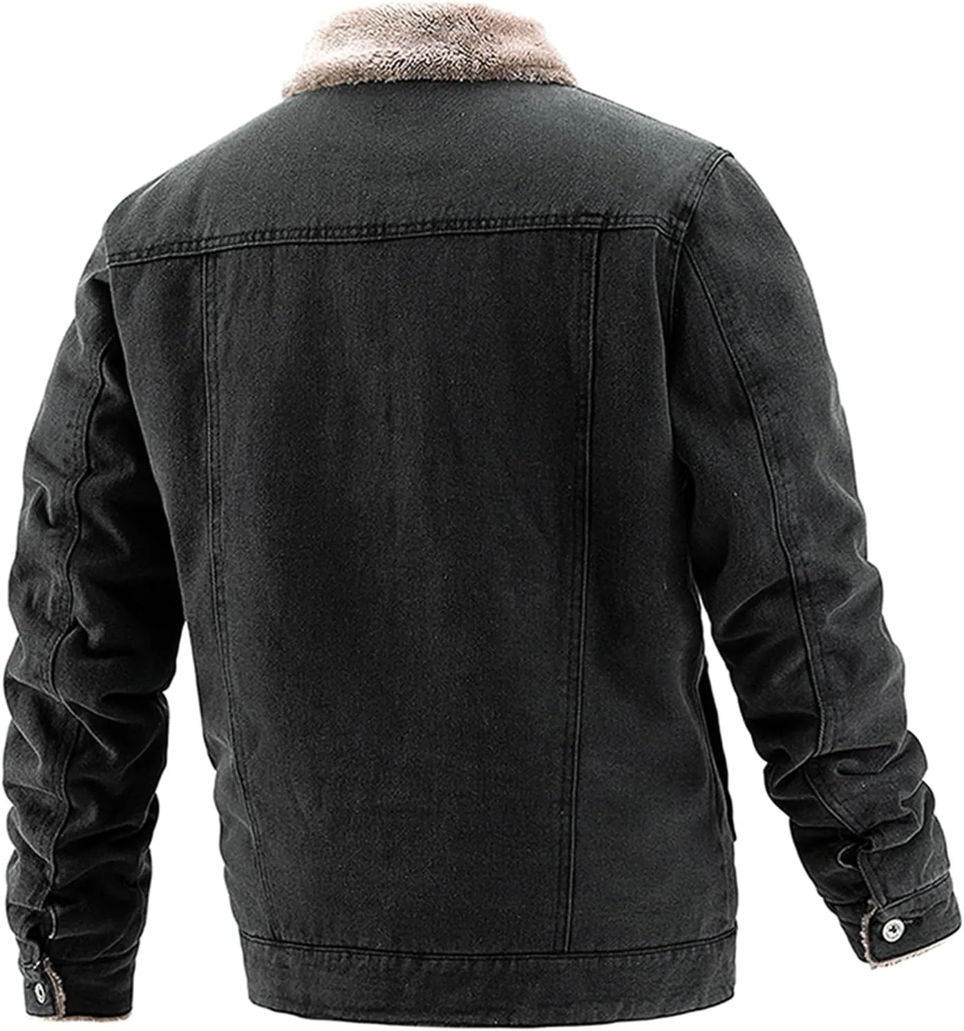 Men's Winter Coat: Fleece Lined Denim Jacket with Pockets, Big & Tall Sizes, Multicoloured