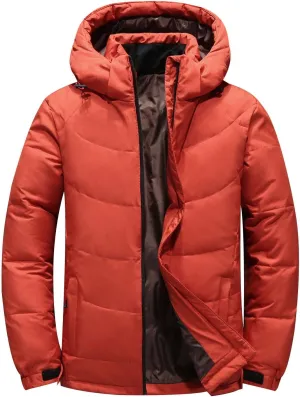 Men's Winter Hooded Down Coats Warm Puffer Jacket Cotton Padded Waterproof Outerwear with Pockets