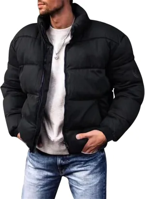 Men's Winter Lightweight Puffer Jackets Plus Size Cotton-Padded Jacket Stand Collar Loose Warm Zipper Coat