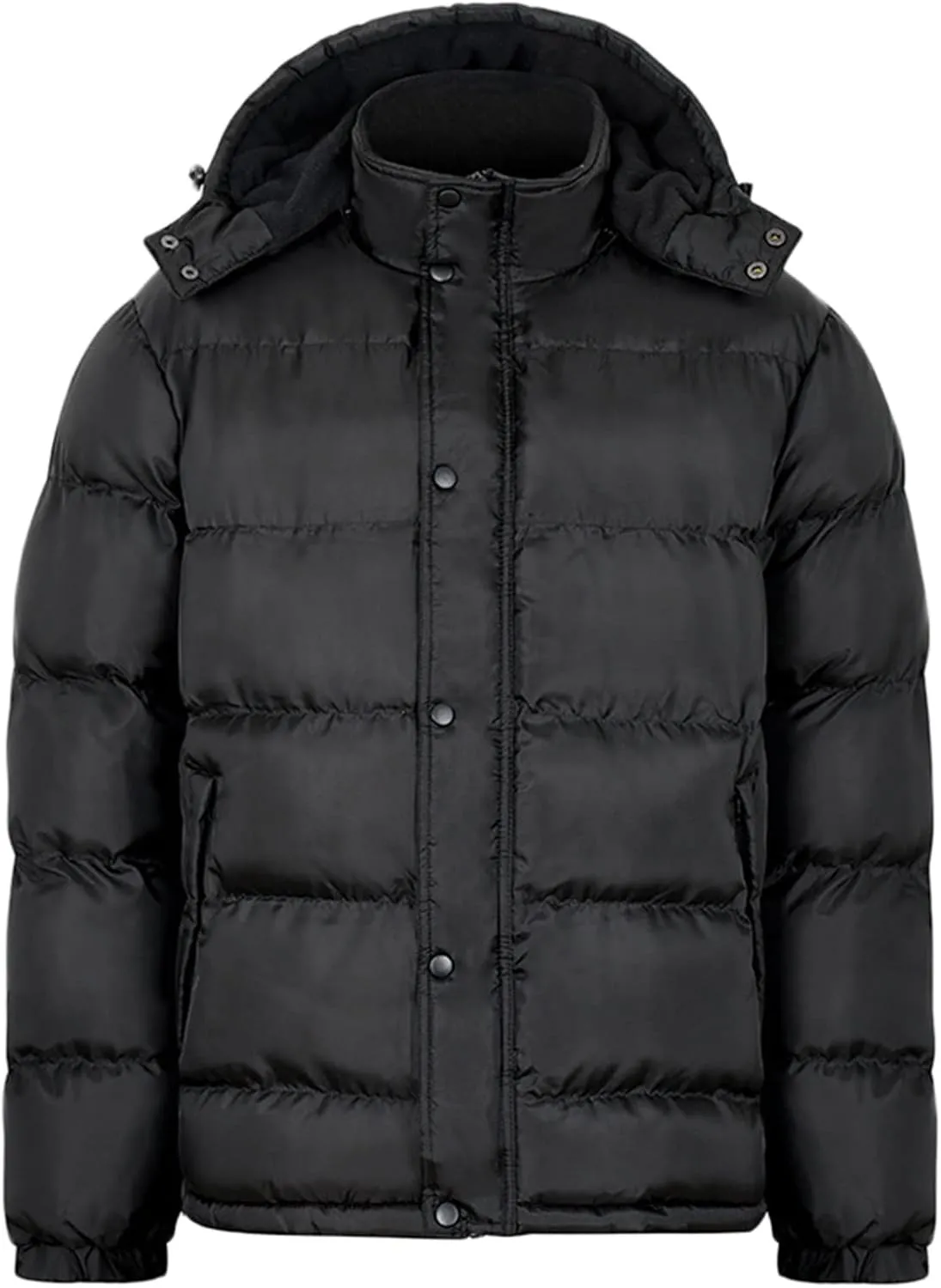 Mens Wool Jackets And Coats Men's Thick Bread Cloth Winter Hooded Solid Color Full-Zipper Cotton-Padded Plus