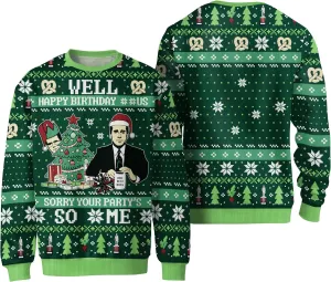 Merry Chrithmith Ugly Sweater - Ugly Christmas Sweaters -Well Happy Birthday Jesus Xmas Sweater - Knitted Xmas Sweater