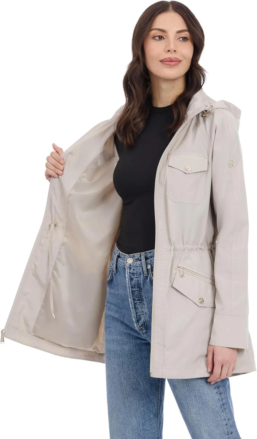 Michael Kors Women's Hooded Anorak Rain Coat