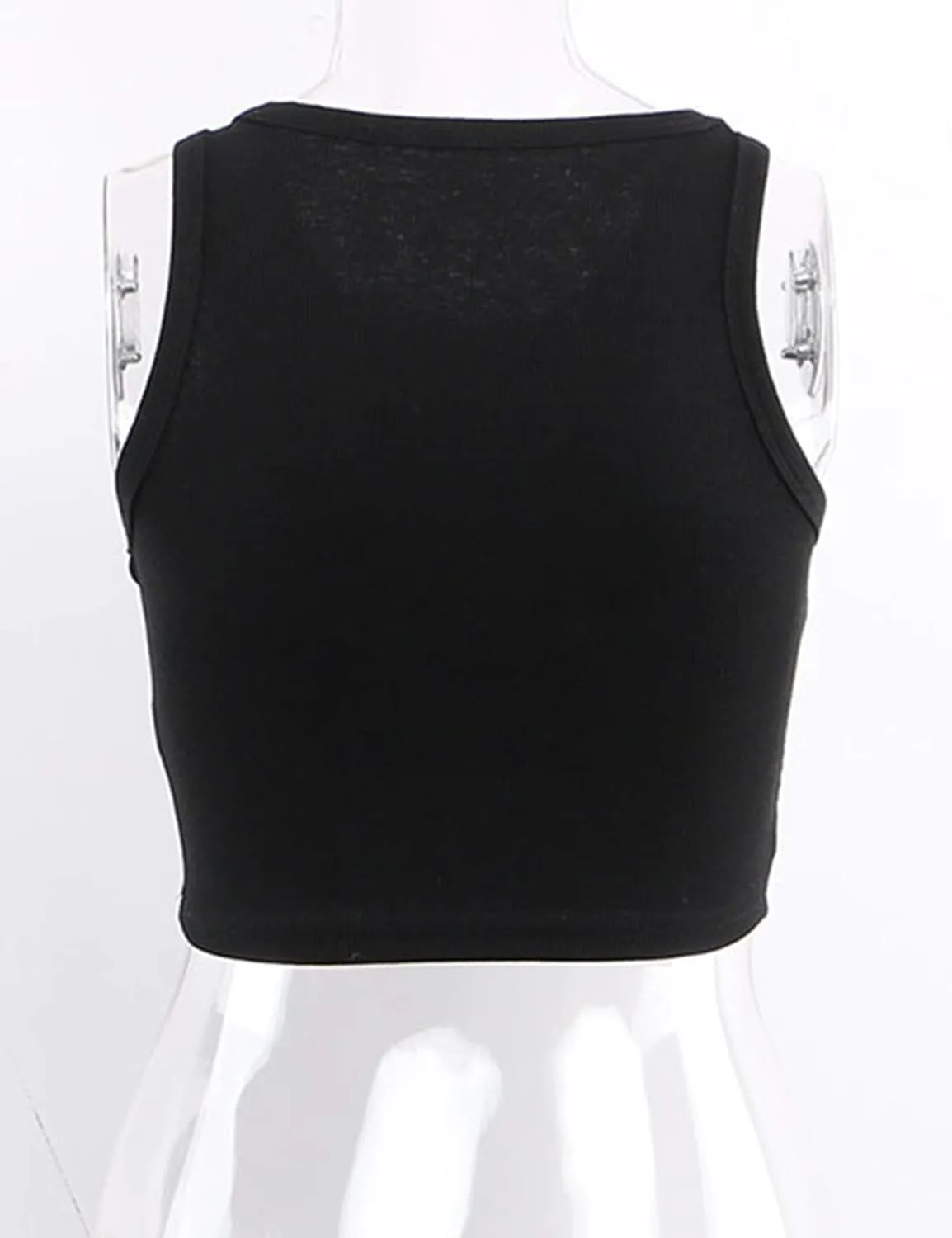 MISSACTIVER Women Basic Sleeveless Vest Crop Tank Top Casual Crew Neck Binding Crop Top