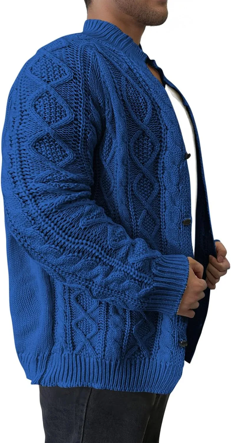 Muscularfit Big & Tall Mens Cardigan Sweater Ribbed Knit Button Down Knitted Sweater Lightweight Long Sleeve Fall Jacket Coat