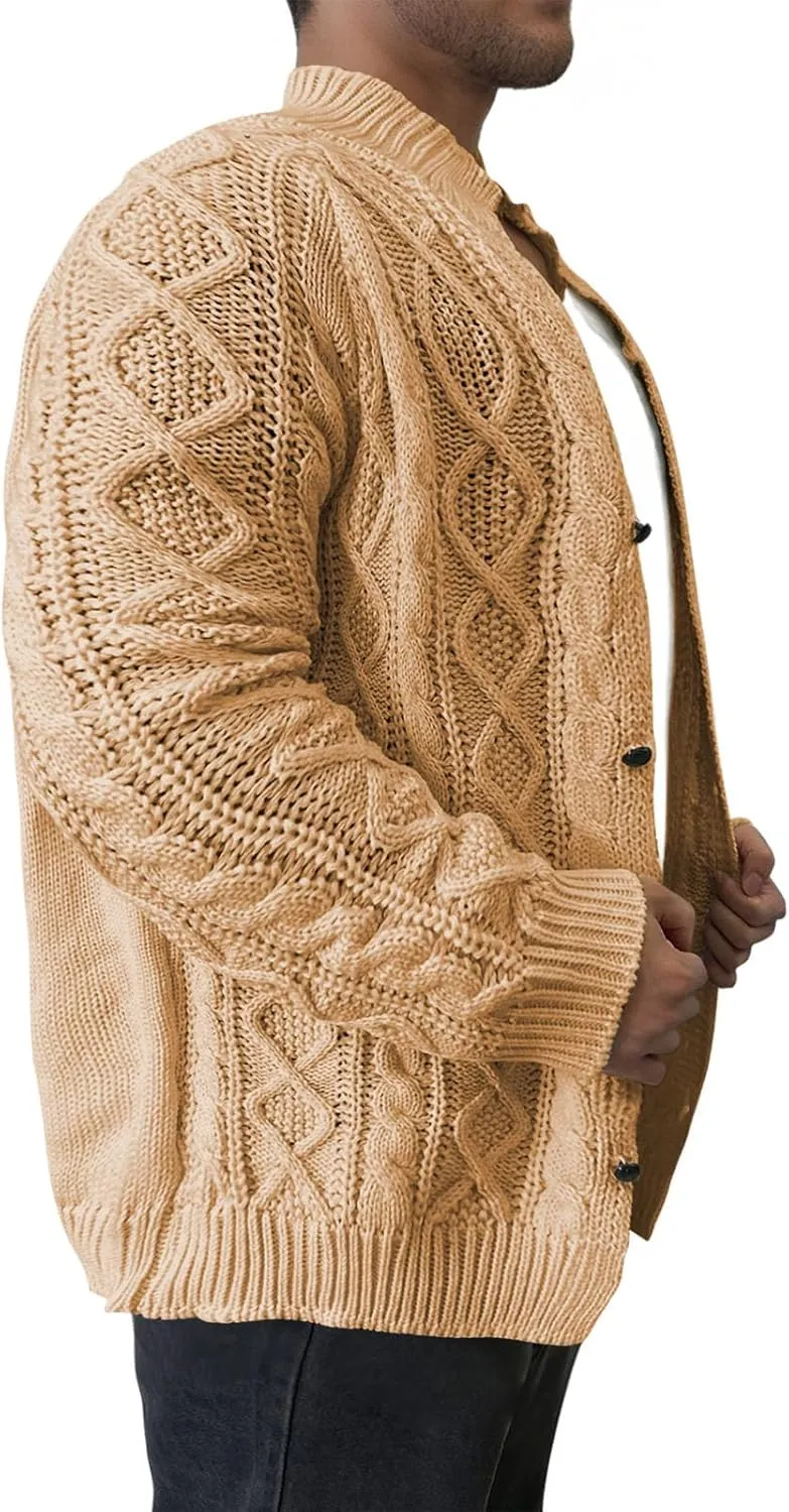Muscularfit Big & Tall Mens Cardigan Sweater Ribbed Knit Button Down Knitted Sweater Lightweight Long Sleeve Fall Jacket Coat