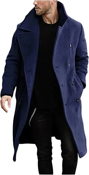 Muscularfit Trench Coat Men Waterproof Single-Breasted Windbreaker Jackets Fashion Lapel Neck Solid Winter Outerwear Jacket