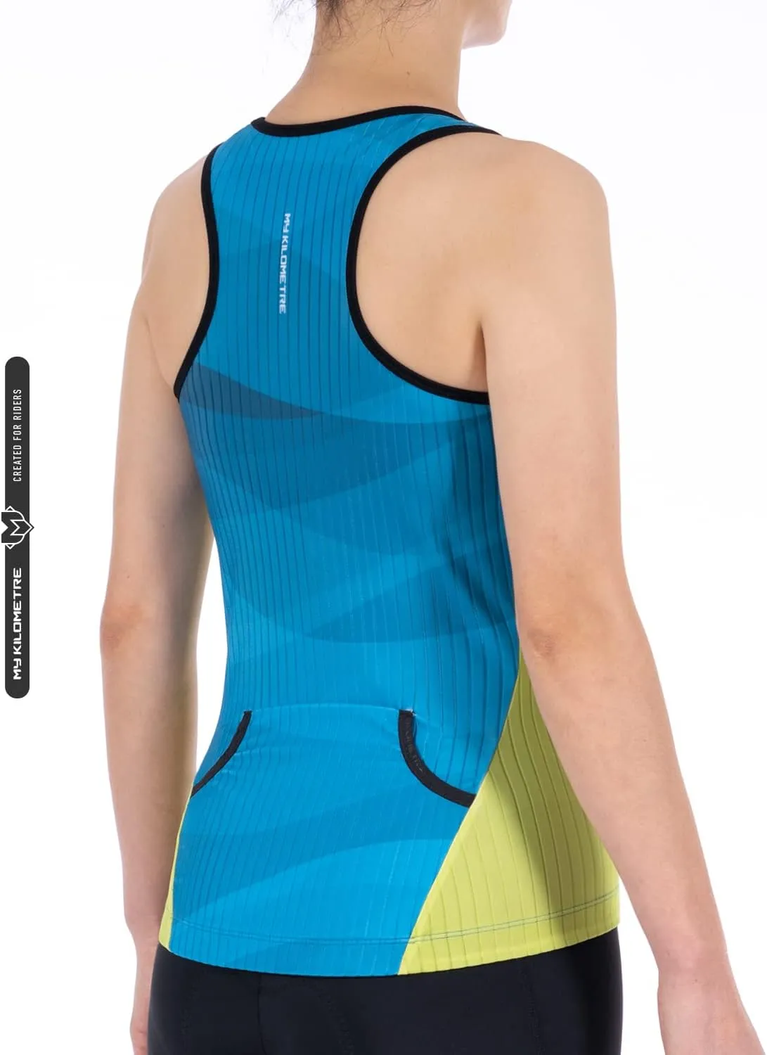 MY KILOMETRE Womens Triathlon Top Tri Singlet Racerback Performance Triathlon Top with Back Pockets