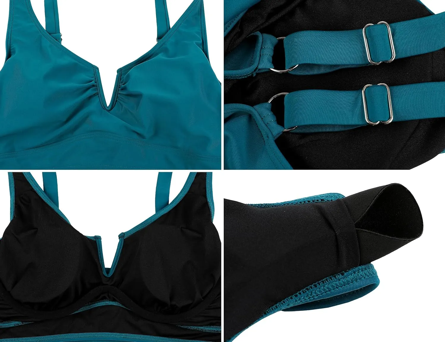 Mycoco Women's Underwire Bikini Top Cropped Tankini Tops Adjustable Push Up Biniki Top Only