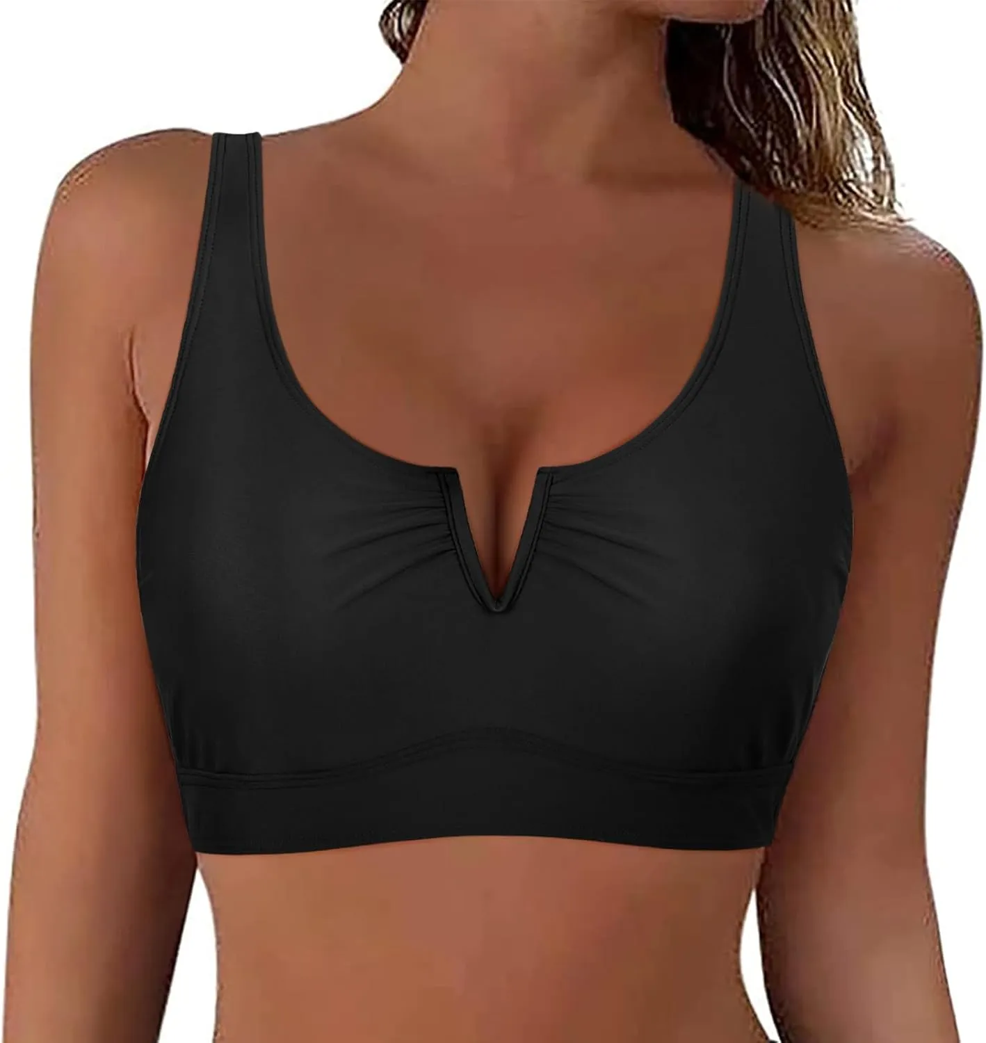 Mycoco Women's Underwire Bikini Top Cropped Tankini Tops Adjustable Push Up Biniki Top Only