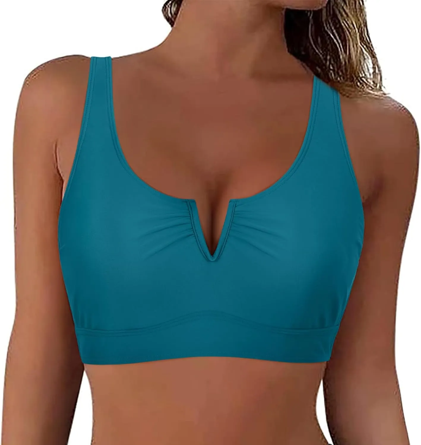 Mycoco Women's Underwire Bikini Top Cropped Tankini Tops Adjustable Push Up Biniki Top Only