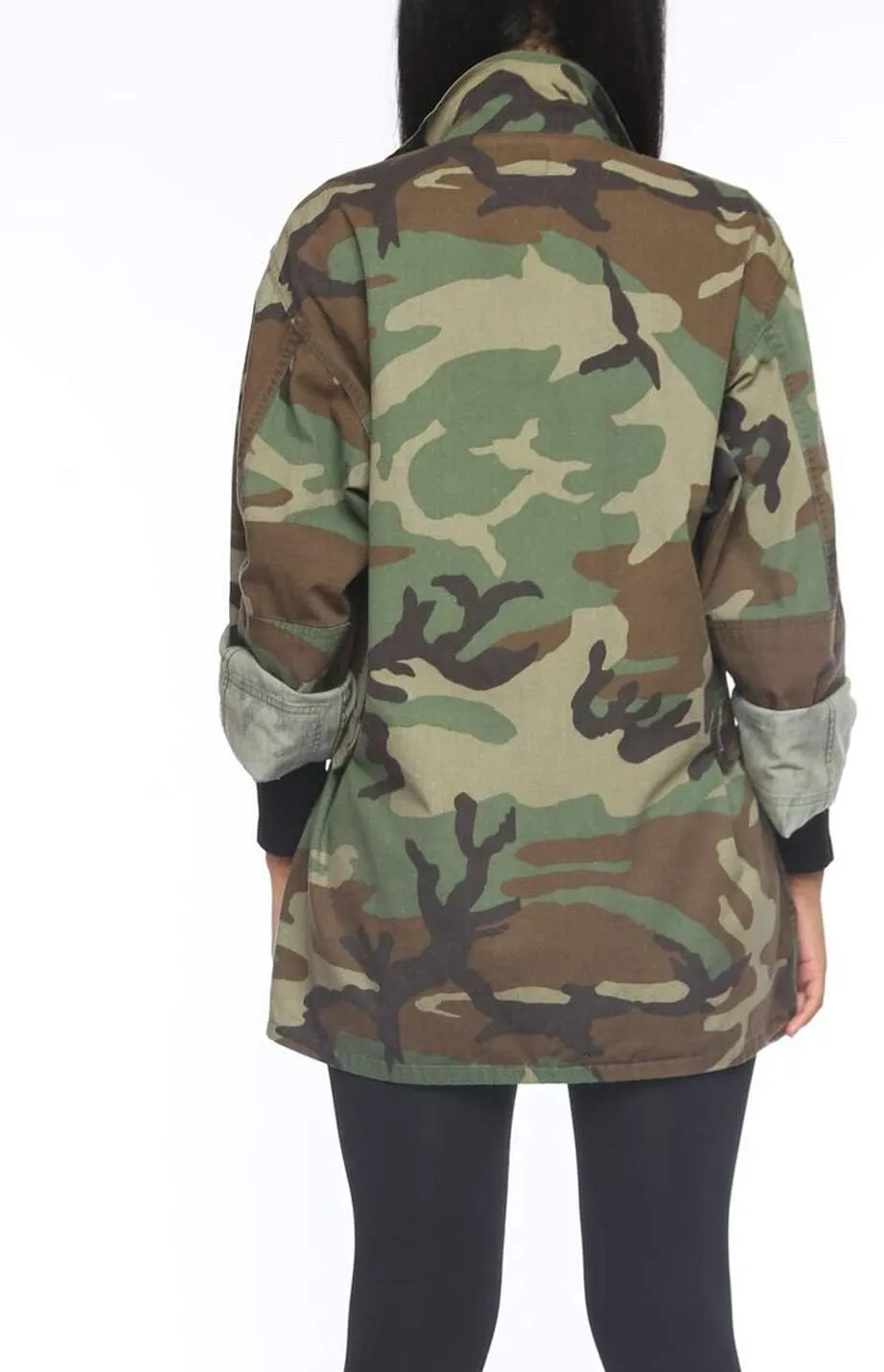 Naliha Women Casual Camouflage Jacket Military Anorak Long Sleeve Coat Outfit