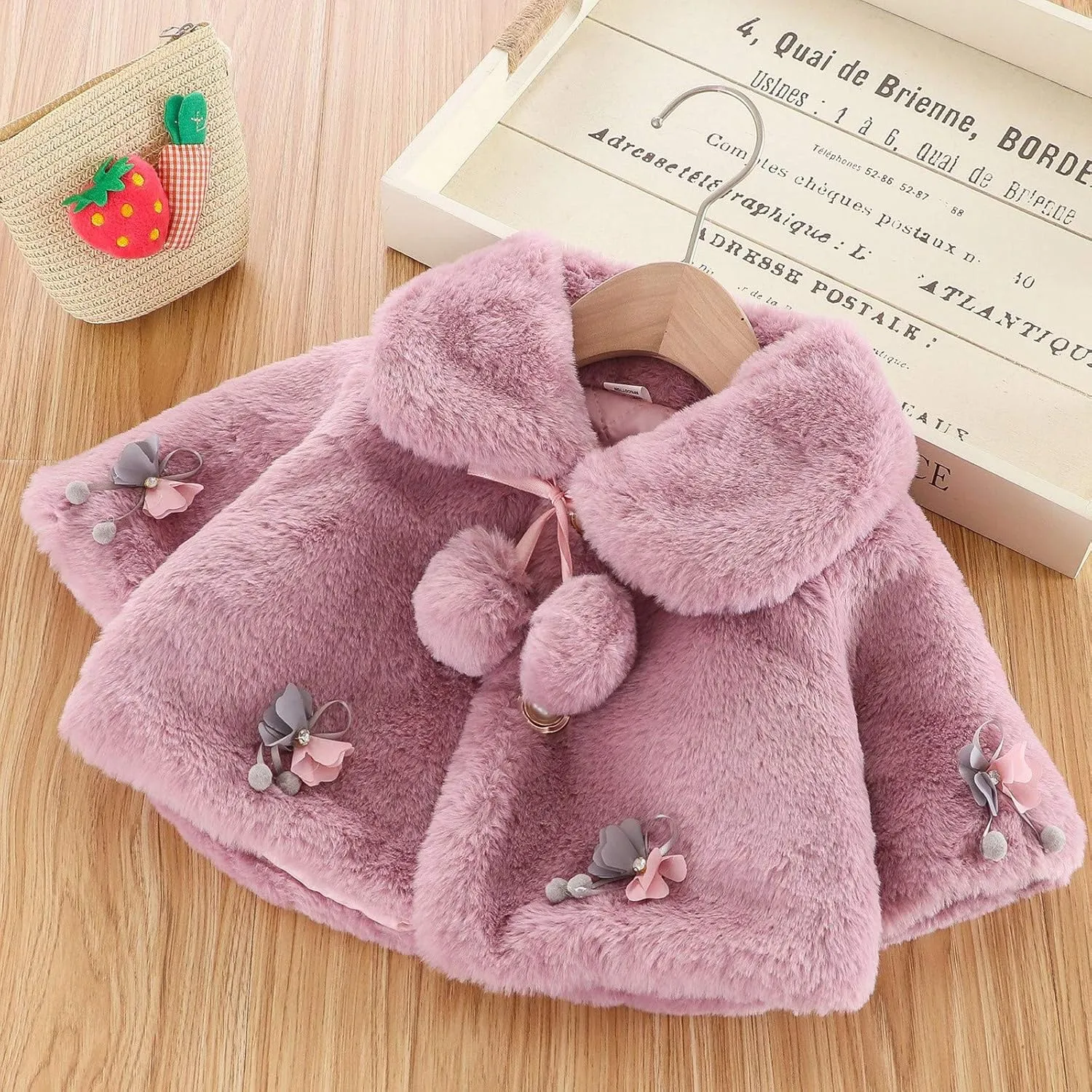 Newborn Faux  Cloak Cape Cute Toddler Baby Windproof Fleece Coat Infant Winter Warm Comfy Soft Outerwear