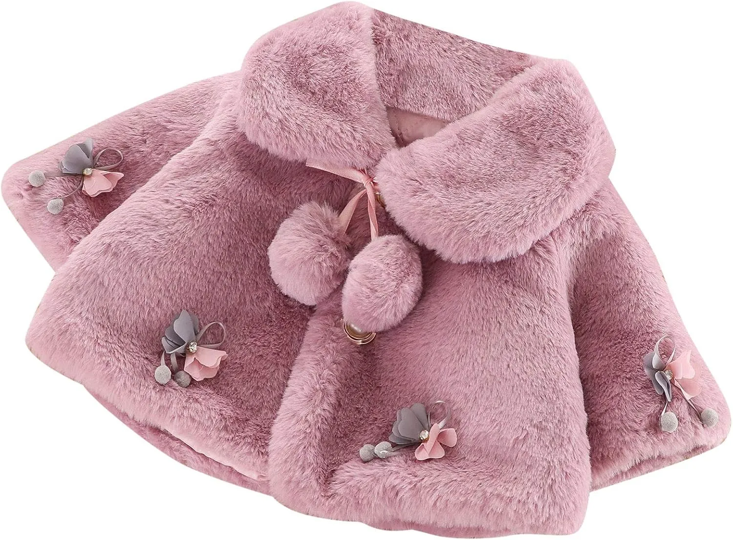 Newborn Faux  Cloak Cape Cute Toddler Baby Windproof Fleece Coat Infant Winter Warm Comfy Soft Outerwear