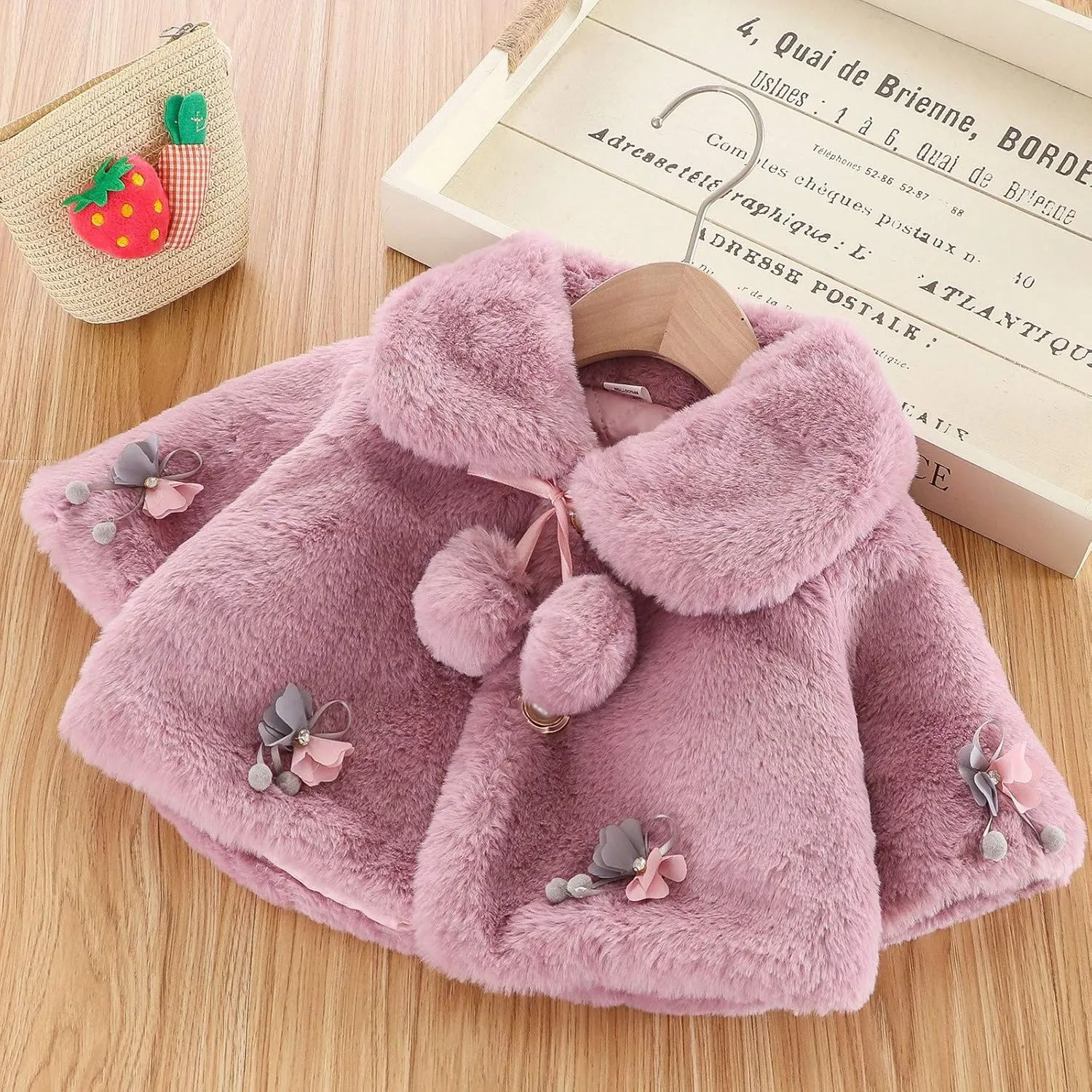 Newborn Faux  Cloak Cape Cute Toddler Baby Windproof Fleece Coat Infant Winter Warm Comfy Soft Outerwear